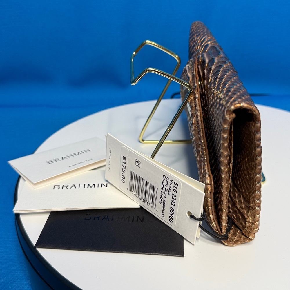 NWT ~ BRAHMIN VERONICA HONEY BROWN SANDALWOOD GORGEOUS GENUINE LEATHER WALLET - Picture 10 of 16